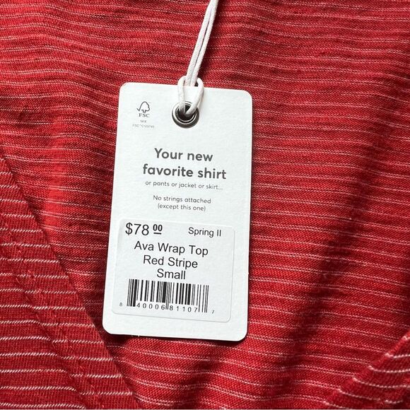 Marine Layer Ava Wrap Top Bell Sleeves Red Stripe Size Small NWT - Picture 9 of 9
